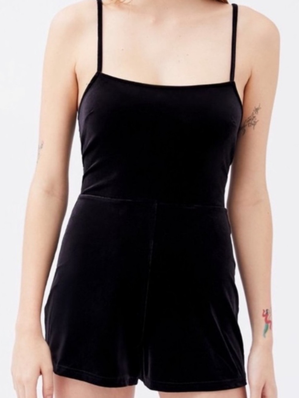 Urban Outfitters Black Velvet Strappy Back Romper Size XS